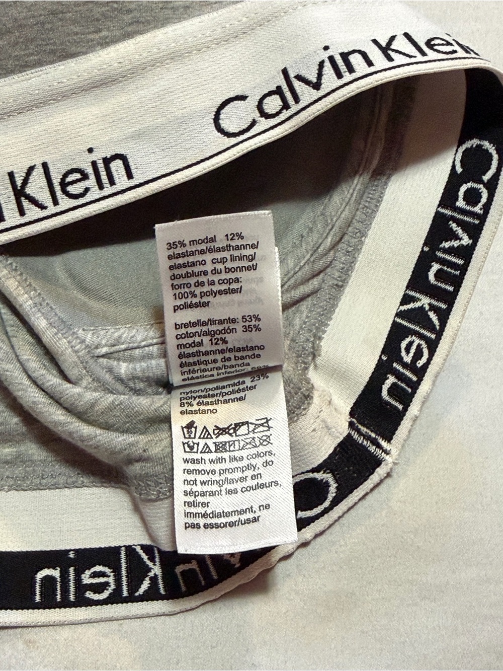 Calvin Klein Modern Cotton Padded Bralette Grey Cotton Modal Extra Small XS - Picture 7 of 8